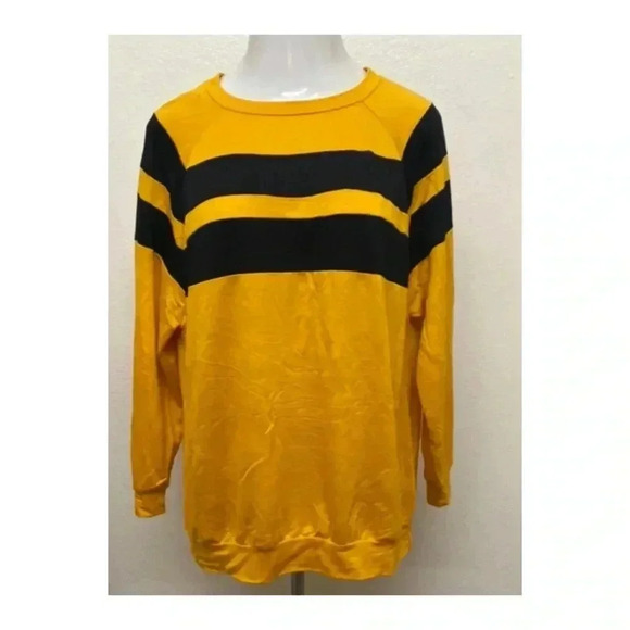 🆕Rae Mode Comfy Yellow Doble Stripe Long Sleeve Tunic M 🆕 - Picture 4 of 9